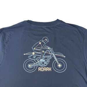 Roark Mens XL Wanderer Organic Cotton Motorcycle Star Graphic T-Shirt Navy Blue